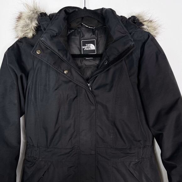 The North Face Womens Small Black Arctic Down Parka Jacket Faux Fur Hood Winter - Picture 3 of 15